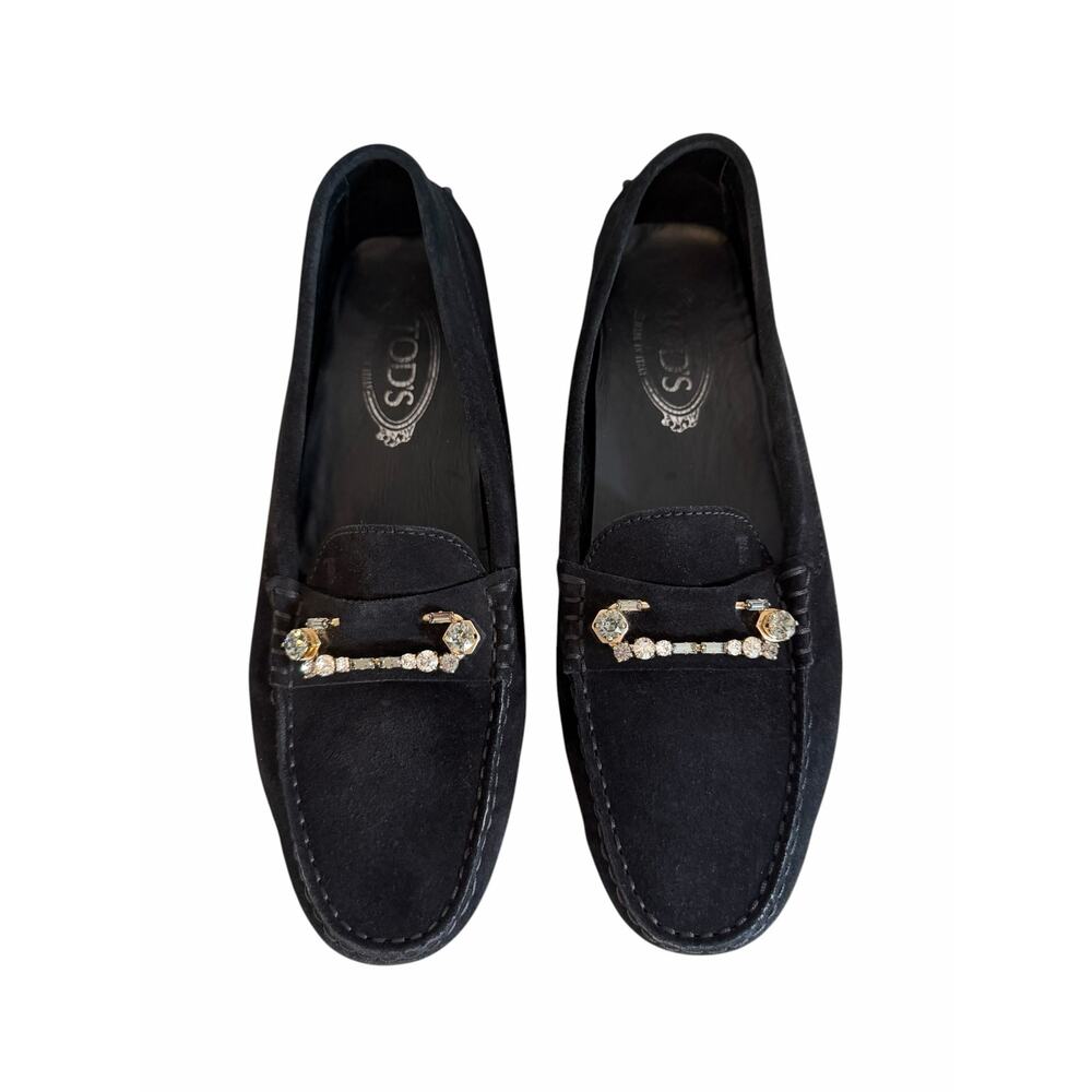 Tod's Women's Balck Suede Rhinestone Driving Shoes sz 40/ 9 - Picture 3 of 9